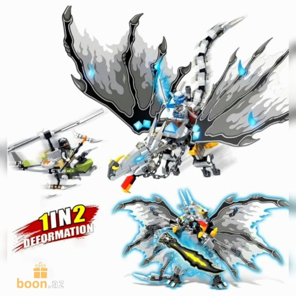 Конструктор Lego Ninja «Серый боевой дракон» 2в1 (светится в темноте) Renzaima 399 pcs №674